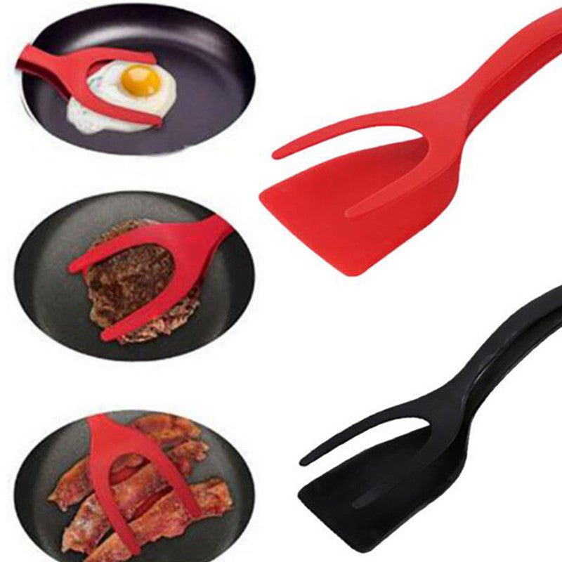 2-in-1 Flip & Grip Tongs: Versatile Turner for Eggs, Pancakes, Omelets, Fish, French Toast - Coco Cook Corner